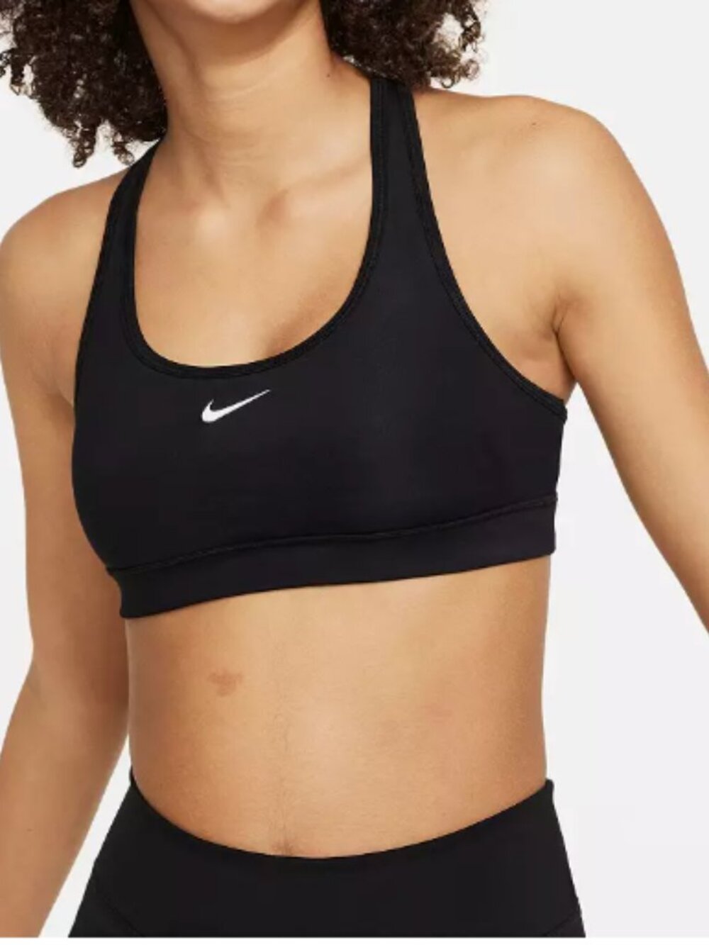 Nike Girl's XL Swoosh Black Medium Support Sports Bra Racerback